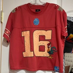 Disney Red Moana Jersey with Rooster Design NWT M